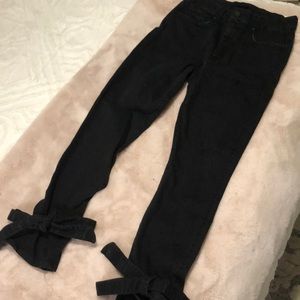Mother Black Denim Ankle Tie Jeans
